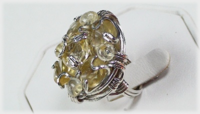 Citrine Multi Gemstone Hat Ring in Silver