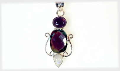 Mystic Topaz, Amethyst and MoonStone Pendant.