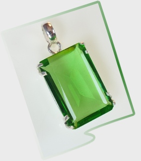 Large Size Green Chromere Faceted Gemstone Pendant
