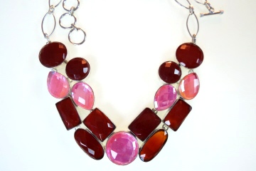 Red Onyx and Pink Mystic Topaz Necklace