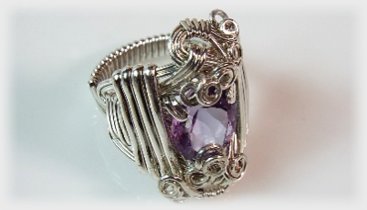 Silver Designer Ring in Orchid Amethyst.