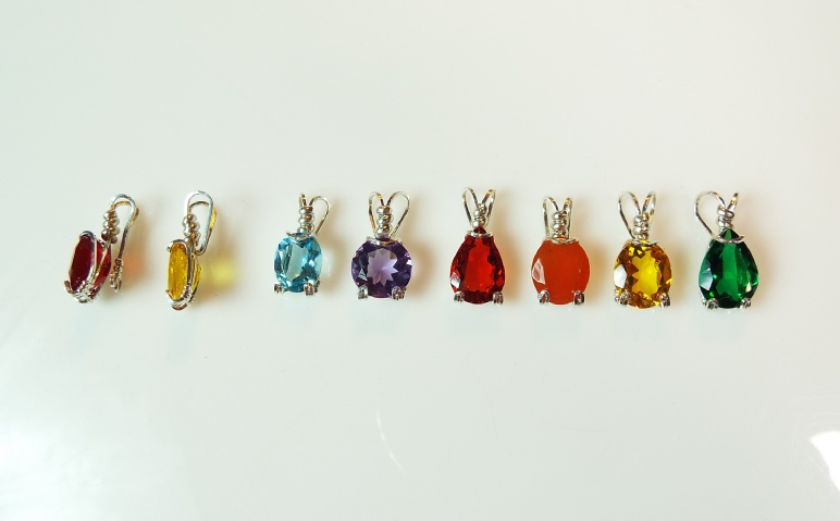 Silver Faceted Gemstone Pendant Lot containing 6 Pendants.