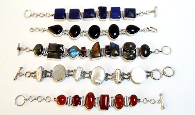 Mixed Multi-Styled Cab Gemstone Bracelet Lot
