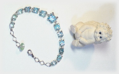 Square Ocean Blue Topaz Cobra Bracelet.