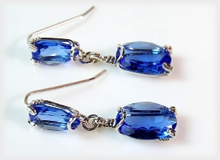 Lectra Blue Fire Quartz Double Gemstone Earrings in Silver.