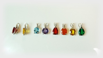 Faceted Gemstone Solitaire Pendants without chain. Medium size, made in silver.