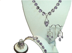 Orchid Amethyst Necklace Set of 120 carets includes Necklace, Earrings, Bracelet and Ring.